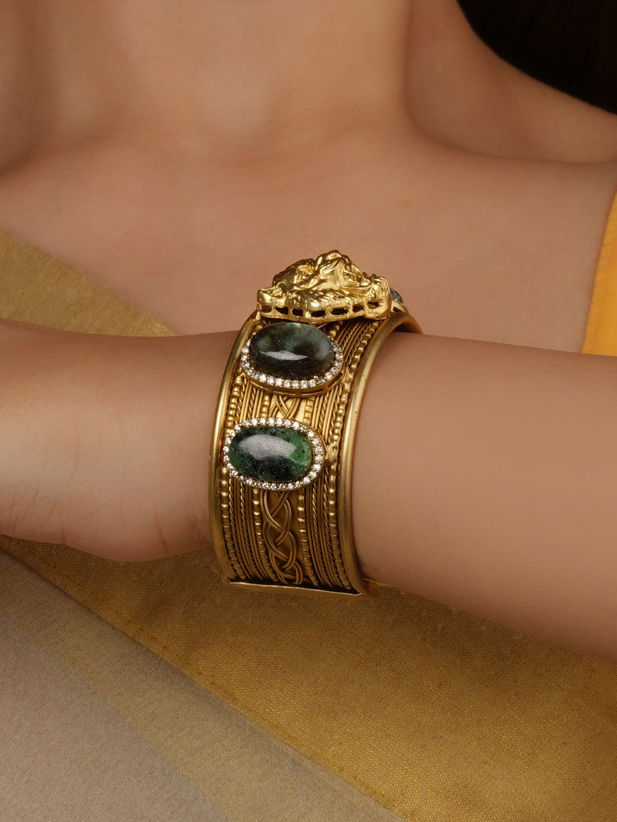 Grey Color Gold Plated Contemporary Bangle (1 Piece) - CC-BRAC6