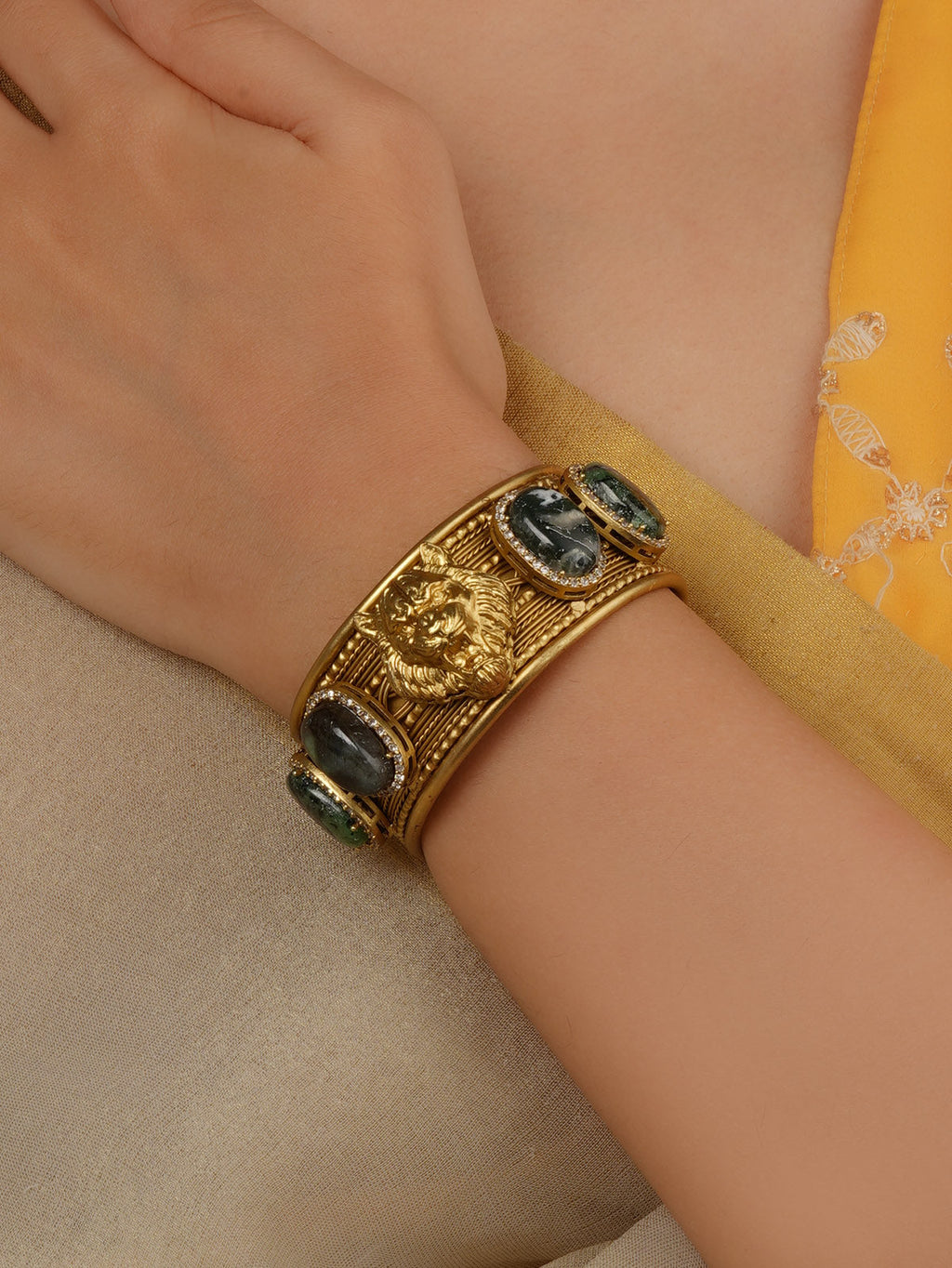 Grey Color Gold Plated Contemporary Bangle (1 Piece) - CC-BRAC6