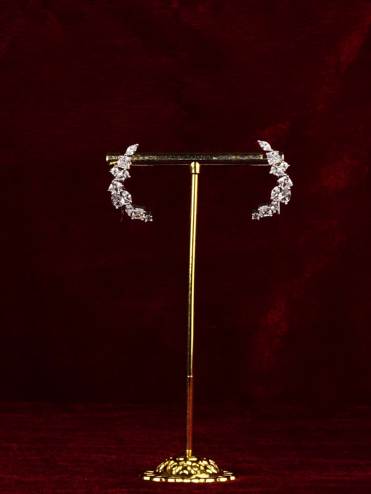 White Color Faux Diamond Earrings - CZEAR608