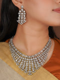 Silver Plated Faux Diamond Necklace Set - CZSET425