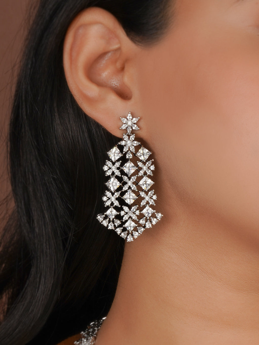 Silver Plated Faux Diamond Necklace Set - CZSET425