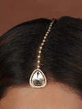 White Color Gold Plated Faux Diamond Maangteeka - CZT47