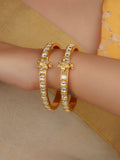 White Color Gold Plated Jadau Kundan Bangles (One Pair) - MB187W