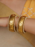 White Color Gold Plated Jadau Kundan Bangles (One Pair) - MB213