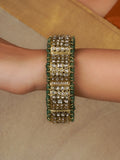Green Color Gold Plated Jadau Kundan Bangles (1 Piece) - MB256