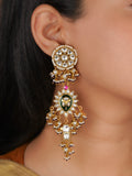 Multicolor Gold Plated Jadau Kundan Earrings - ME1490M