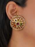 Gold Plated Jadau Kundan Earrings - ME1682