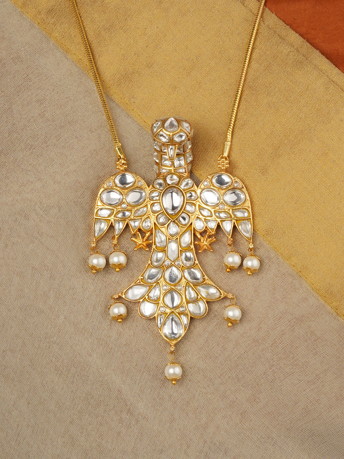 White Color Gold Plated Jadau Kundan Necklace - MN662