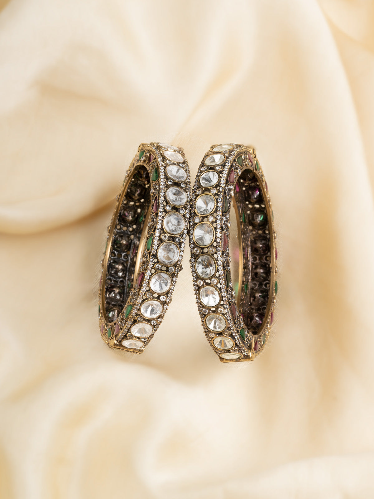 Multicolor Moissanite Bangles (One Pair) - MO-B10M