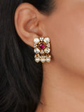 Pink Color Gold Plated Moissanite Earrings - MO-EAR33WP
