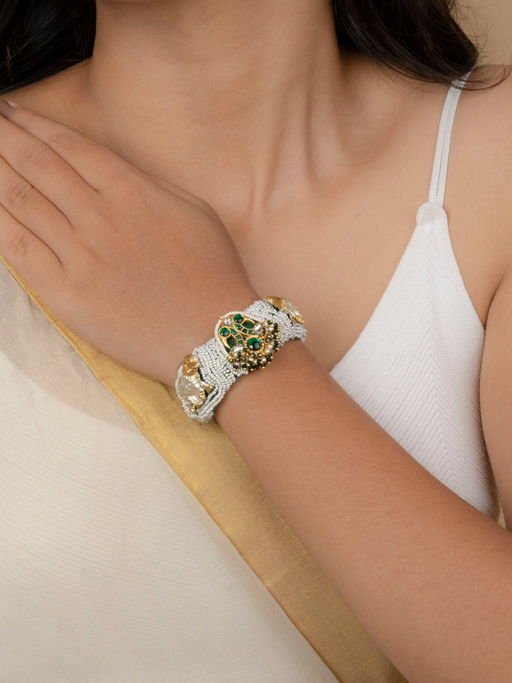 Green Color Mishr Bracelet (1 Piece) - MR-BRAC133GR