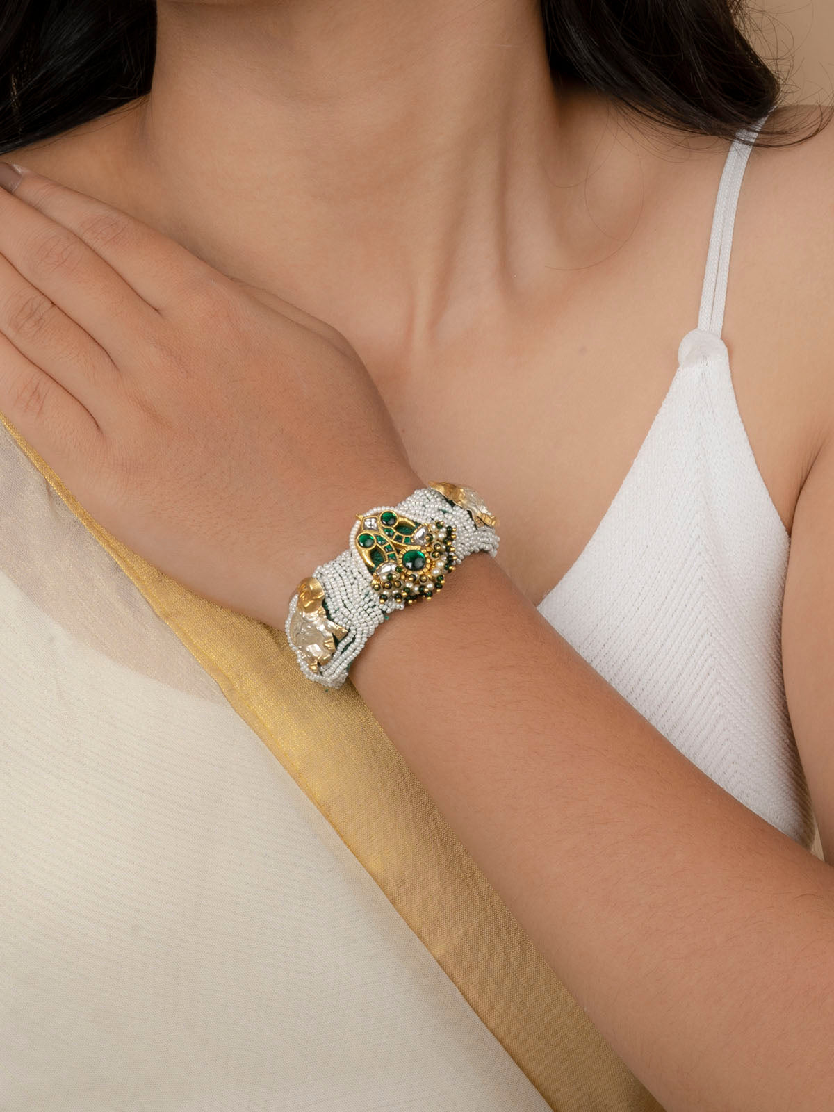 Green Color Mishr Bracelet (1 Piece) - MR-BRAC133GR