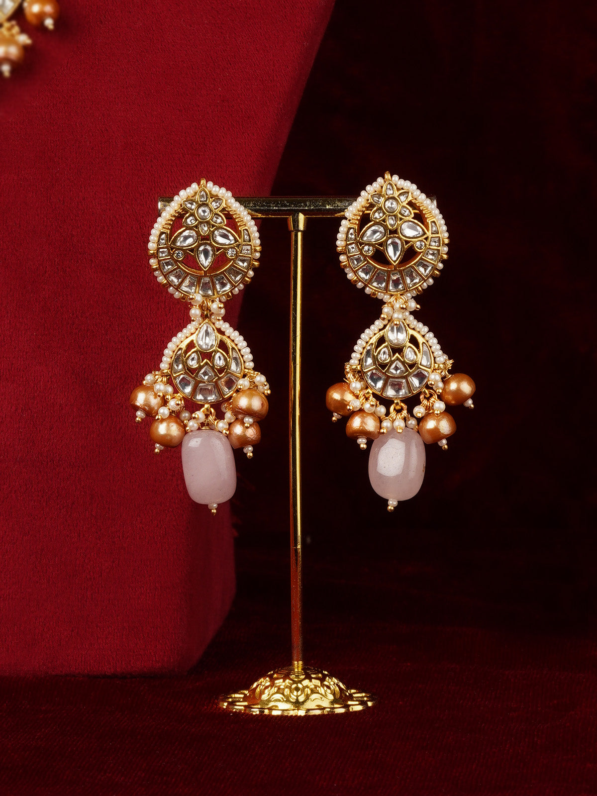 Baby Pink Color Gold Plated Mishr Necklace Set - MR-S872