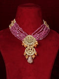 Baby Pink Color Gold Plated Mishr Necklace Set - MR-S872