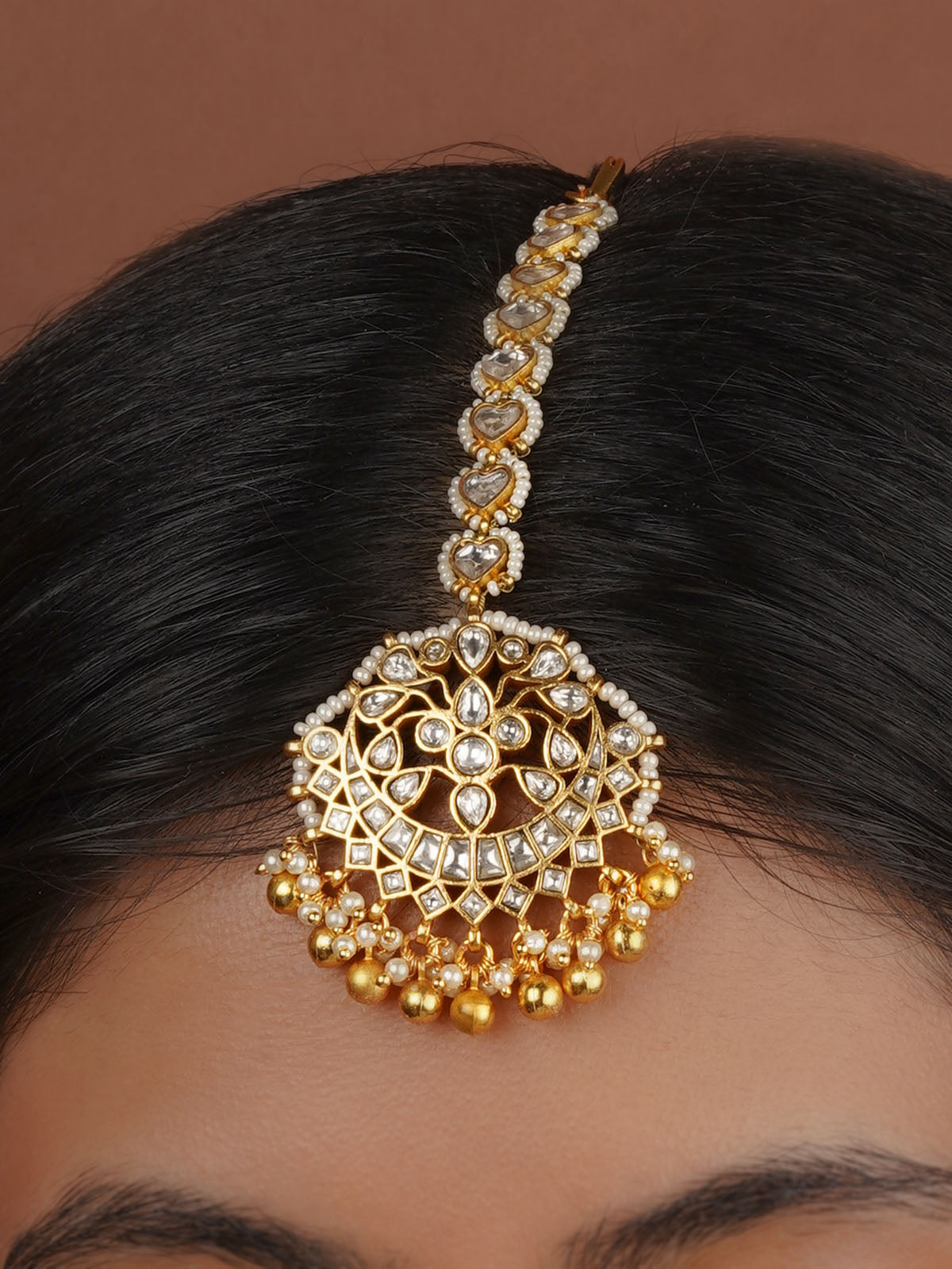 White Color Gold Plated Mishr Maangteeka - MR-T51