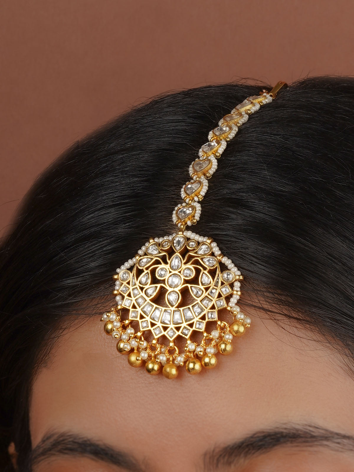 White Color Gold Plated Mishr Maangteeka - MR-T51