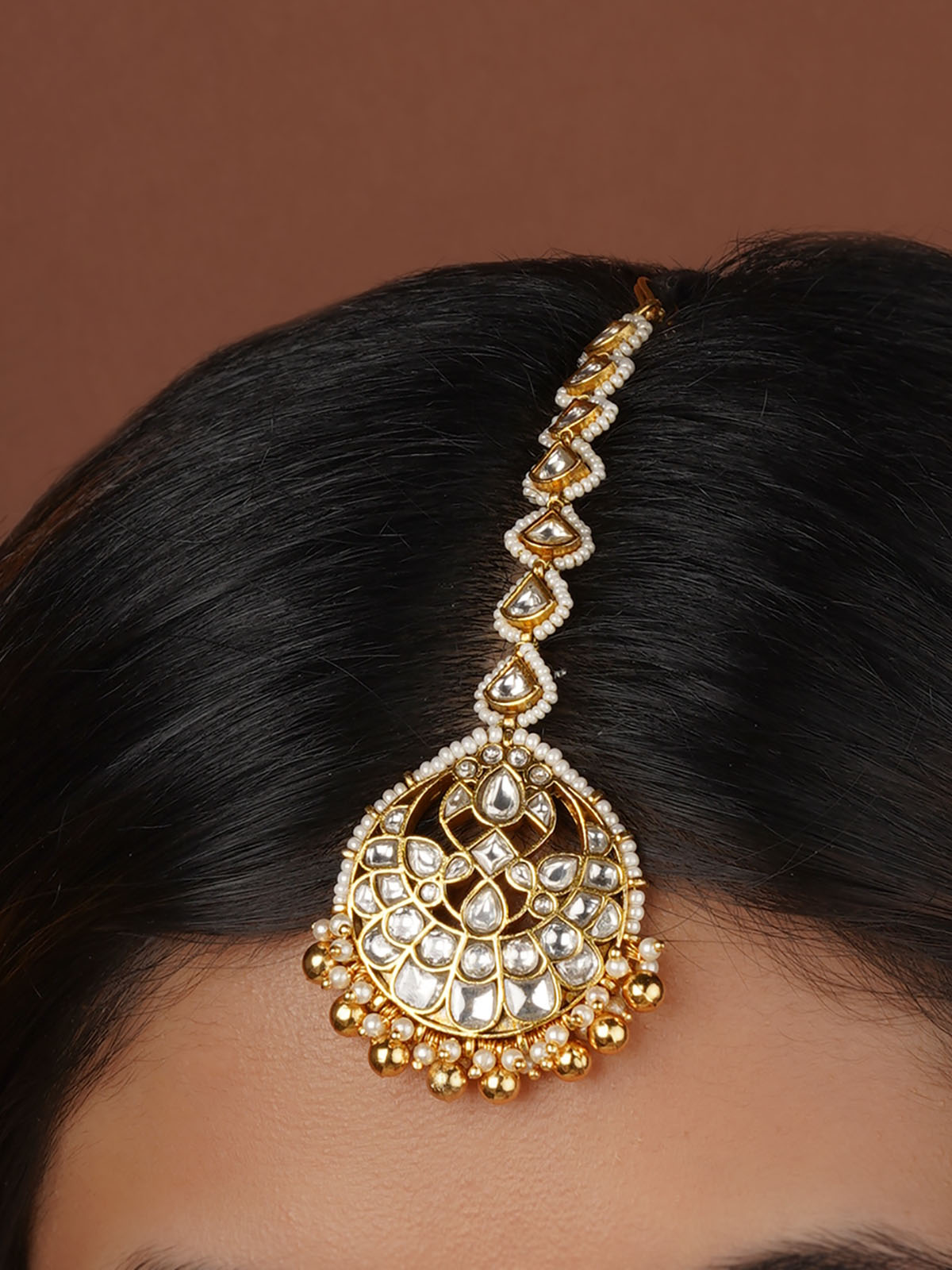 White Color Gold Plated Mishr Maangteeka - MR-T79