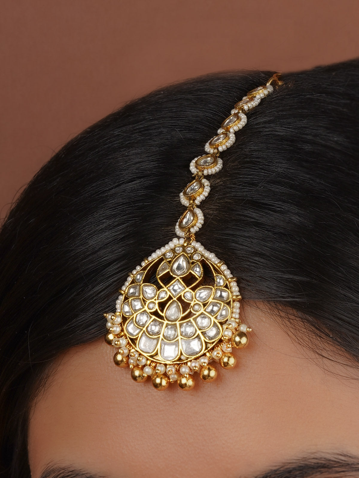 White Color Gold Plated Mishr Maangteeka - MR-T79