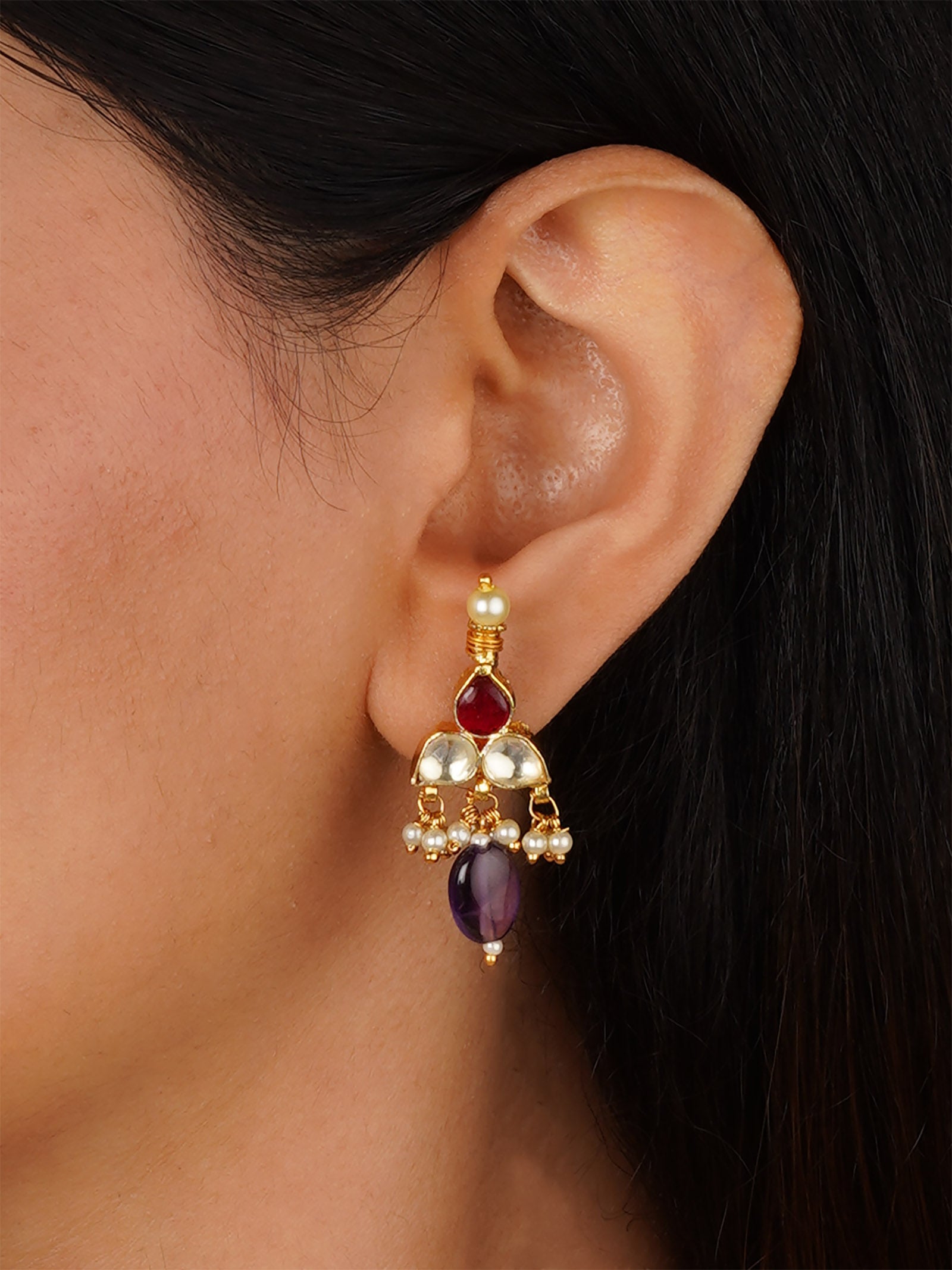 Pink Color Gold Plated Jadau Kundan Necklace Set - MS1151YP