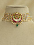 Multicolor Gold Plated Jadau Kundan Necklace Set - MS1866M