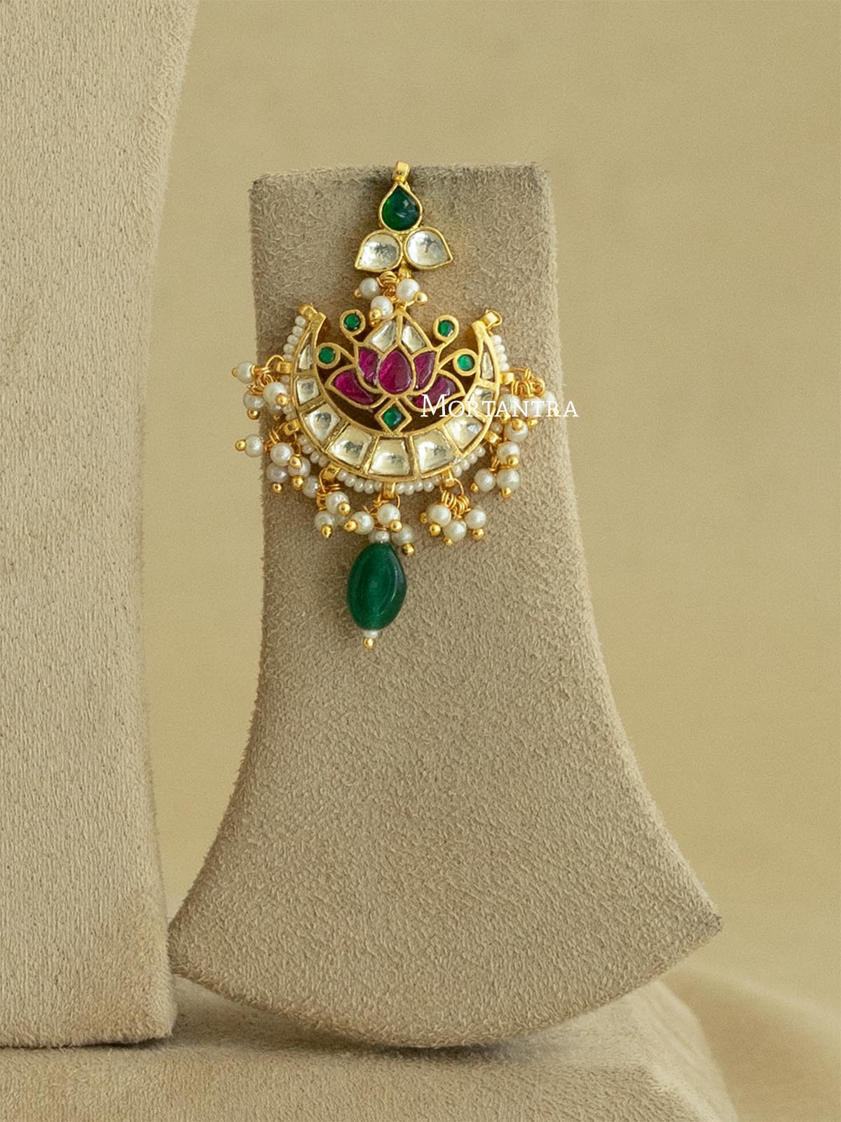 Multicolor Gold Plated Jadau Kundan Necklace Set - MS1866M