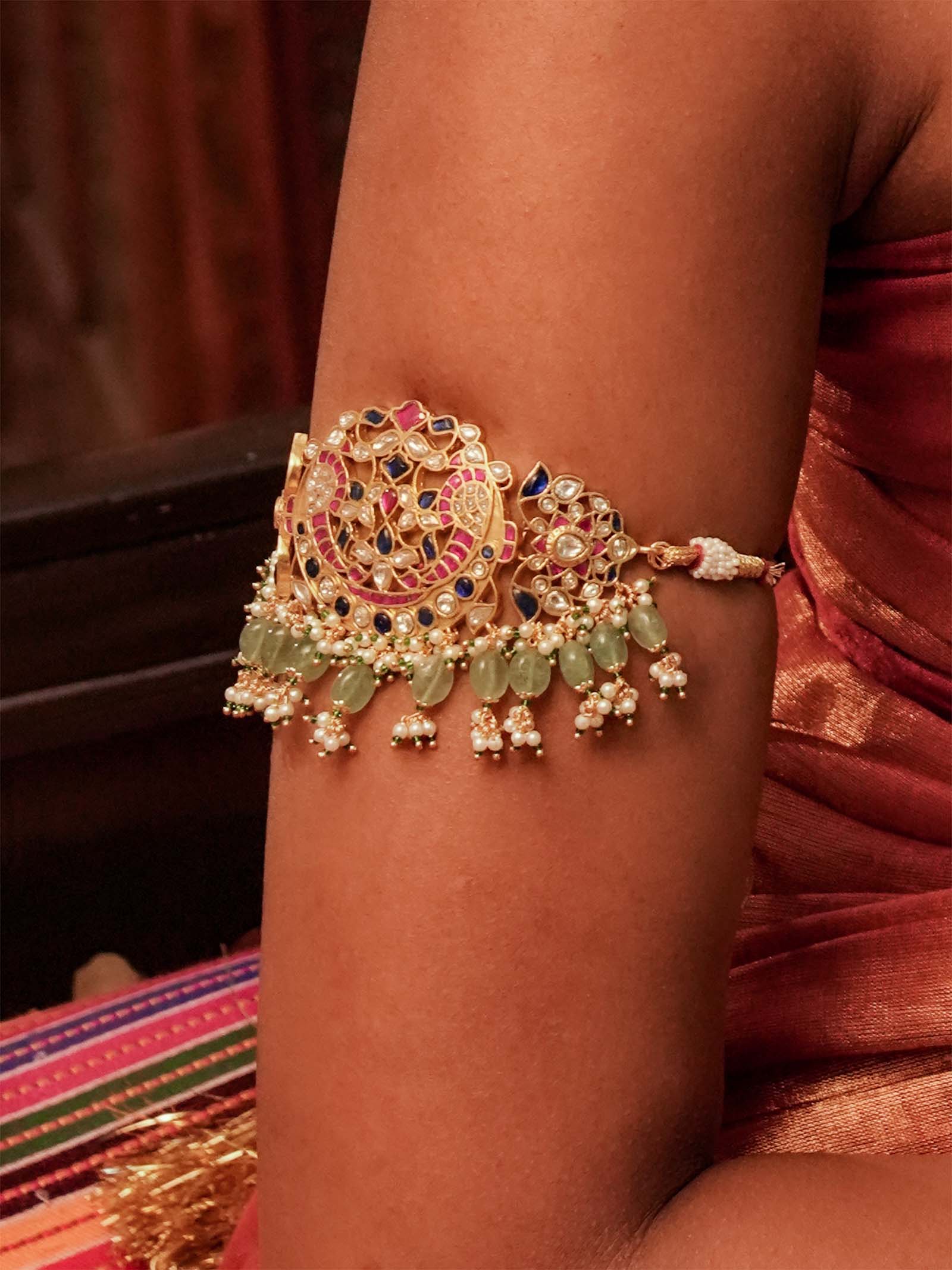 Multicolor Gold Plated Jadau Kundan Necklace Set - MS2184M