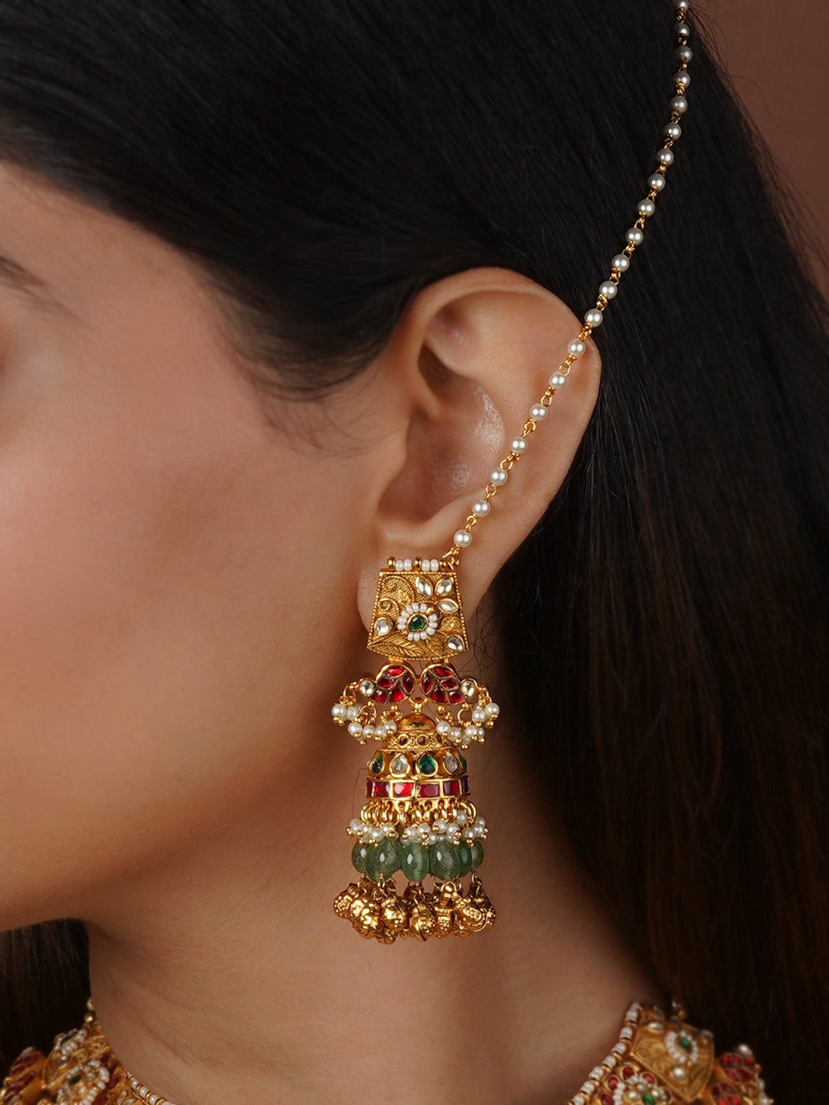 Multicolor Gold Plated Jadau Kundan Necklace Set - MS2322M