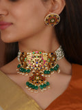 Multicolor Gold Plated Jadau Kundan Necklace Set - MS2378M