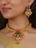 Multicolor Gold Plated Jadau Kundan Necklace Set - MS2556M