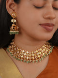 Red Color Gold Plated Jadau Kundan Necklace Set - MS2564YR