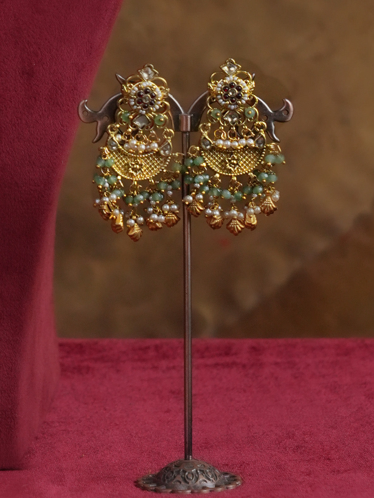 Multicolor Gold Plated Jadau Kundan Necklace Set - MS2659M