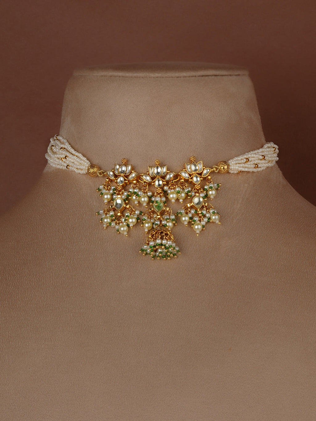 Gold Plated Jadau Kundan Necklace Set - MS2703