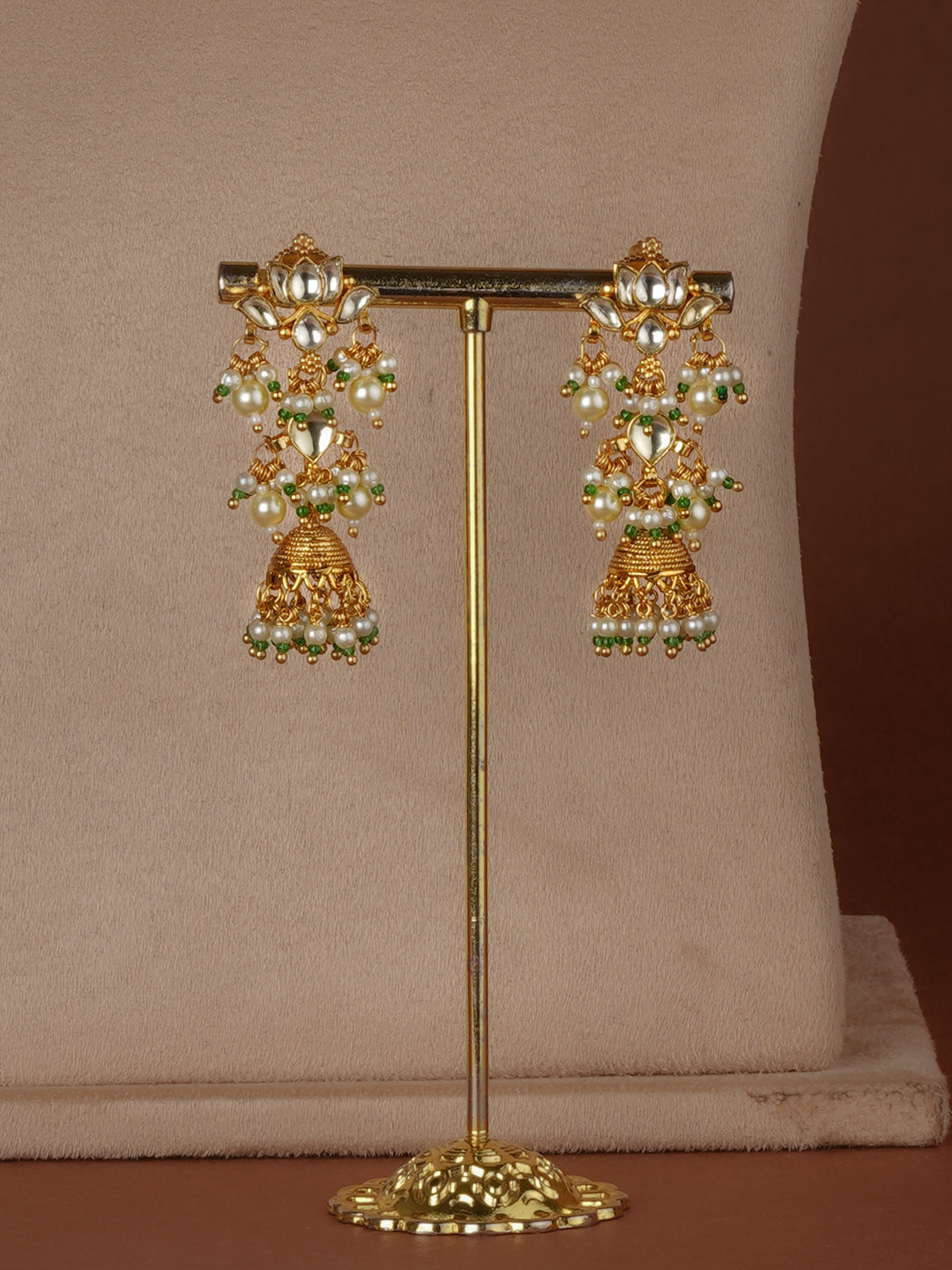 Gold Plated Jadau Kundan Necklace Set - MS2703