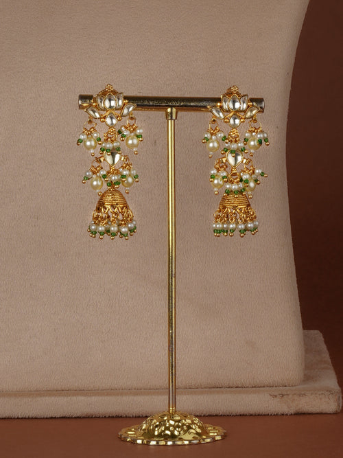 Gold Plated Jadau Kundan Necklace Set - MS2703