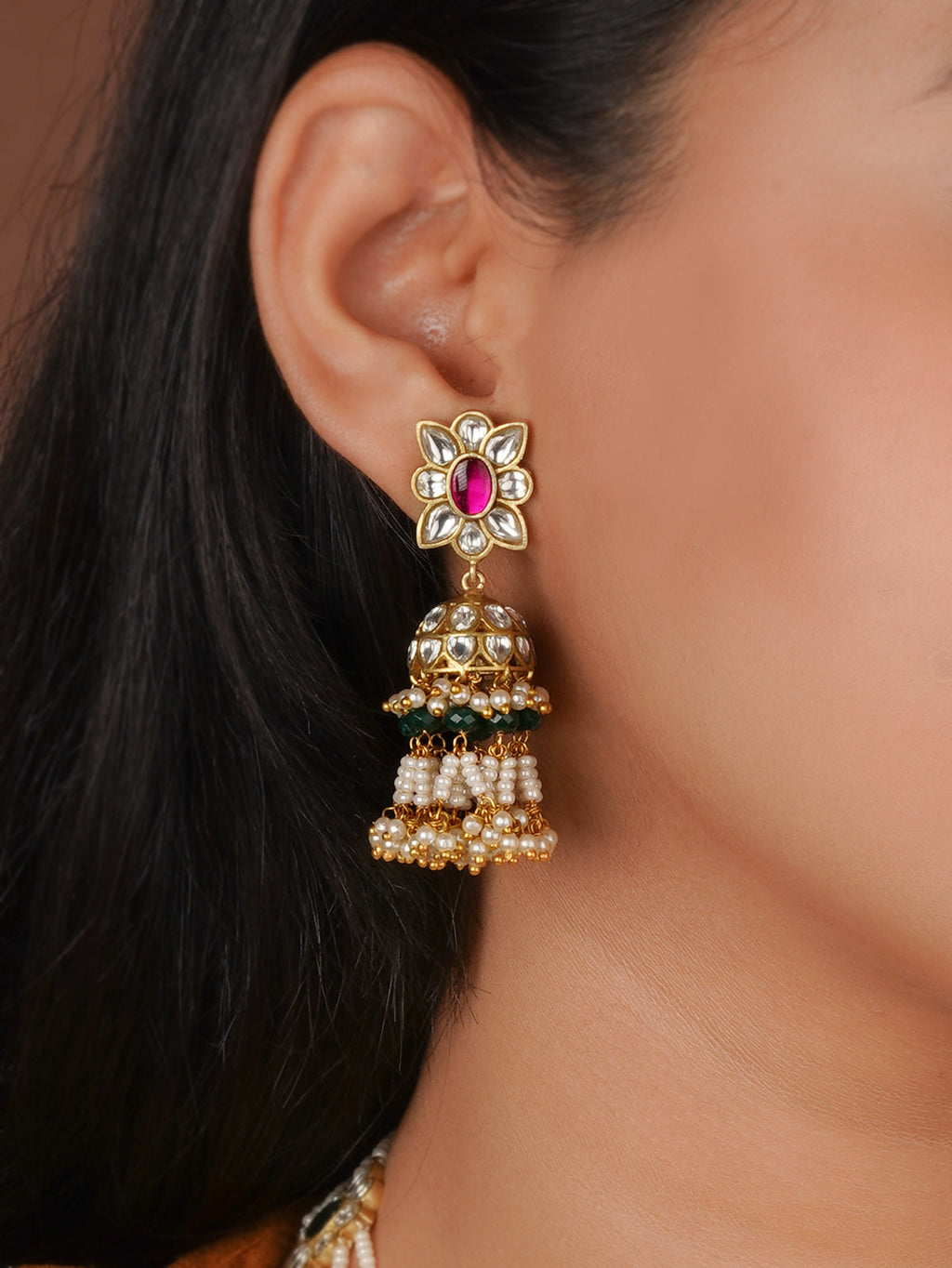 Multicolor Gold Plated Jadau Kundan Necklace Set - MS2802M