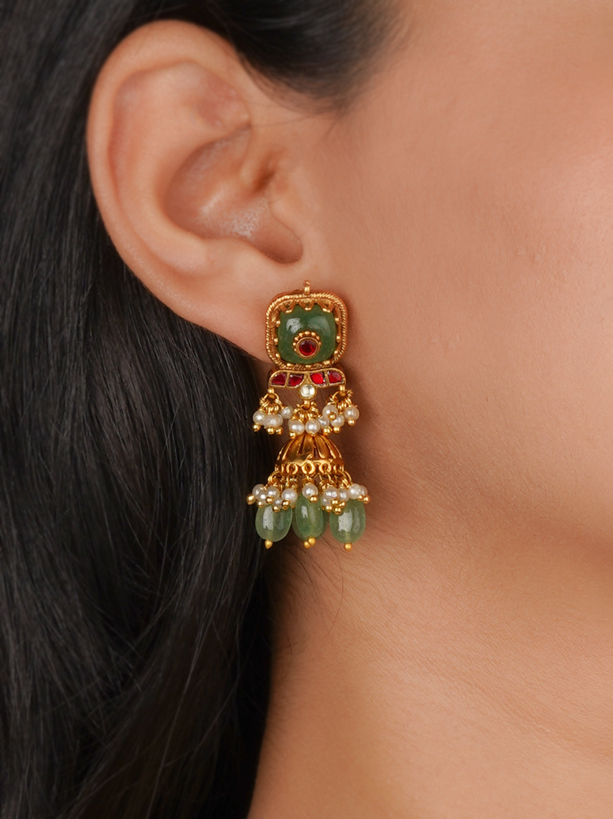 Multicolor Gold Plated Jadau Kundan Necklace Set - MS2866M