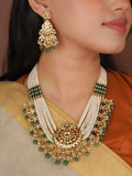 Gold Plated Jadau Kundan Necklace Set - MS2868