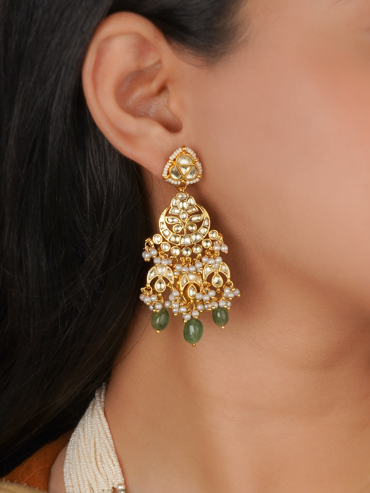 Gold Plated Jadau Kundan Necklace Set - MS2868