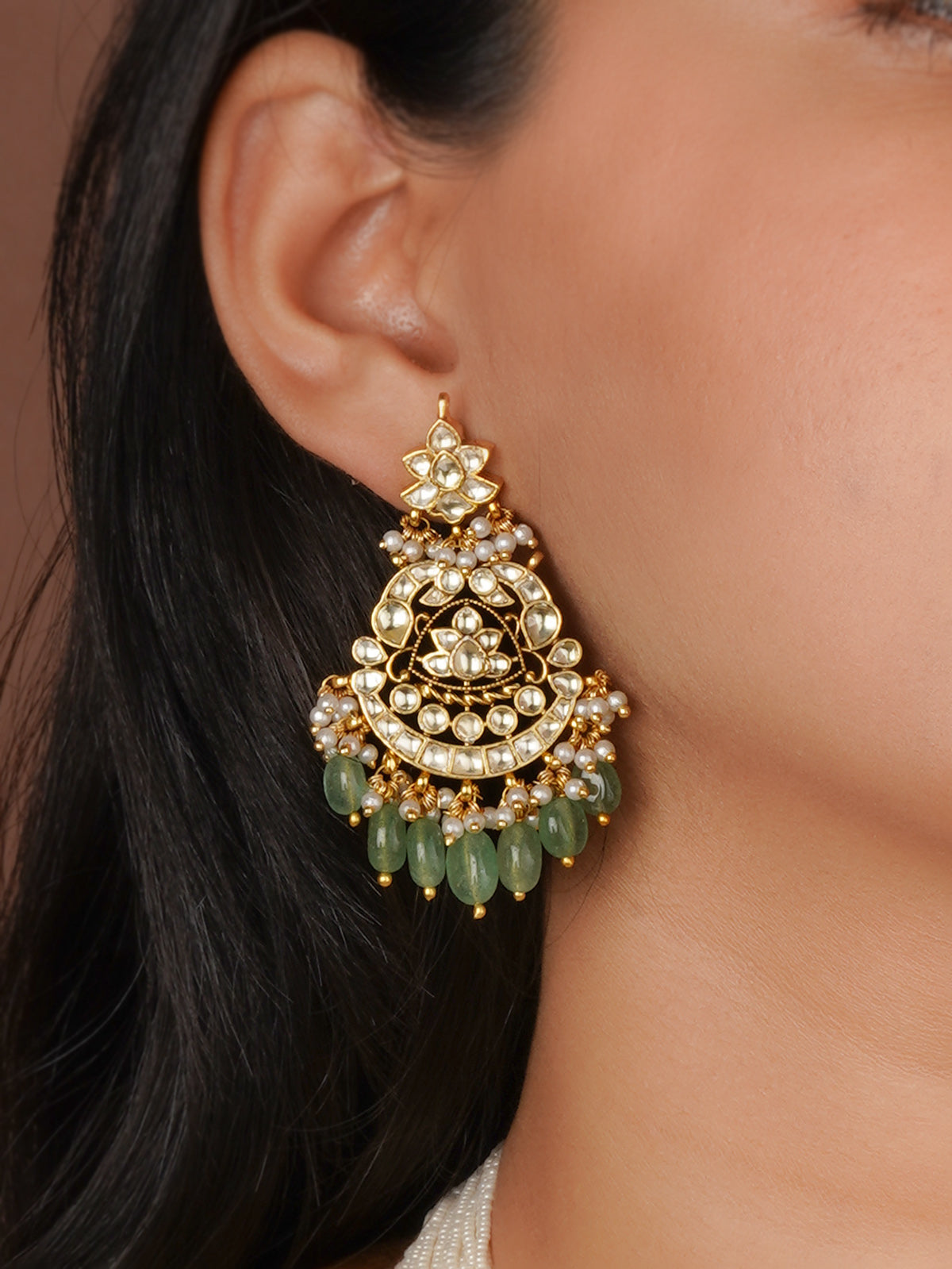 Gold Plated Jadau Kundan Necklace Set - MS2869