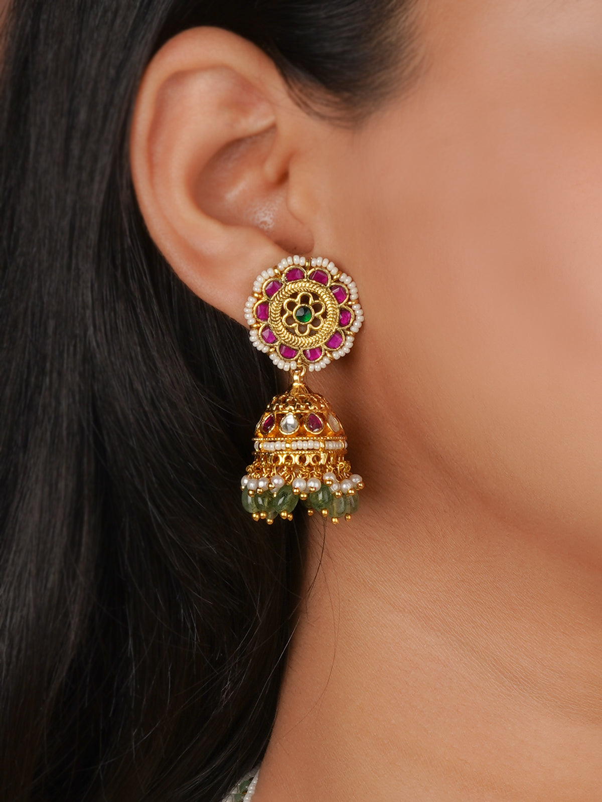 Multicolor Gold Plated Jadau Kundan Necklace Set - MS2872M