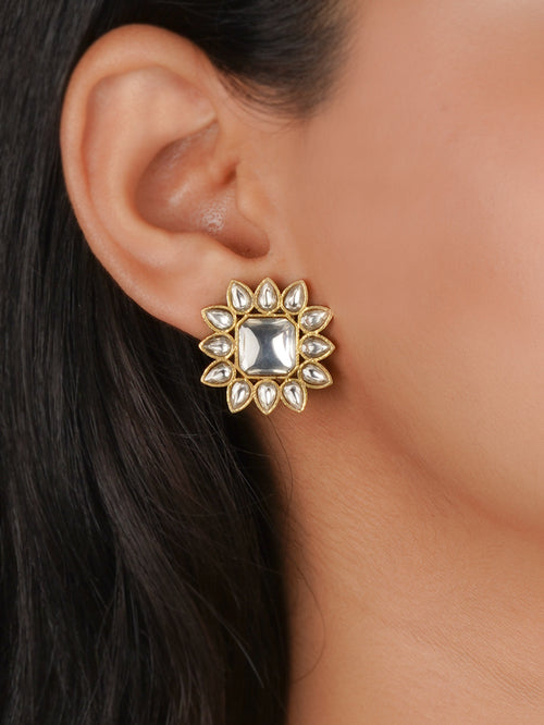 Gold Plated Jadau Kundan Necklace Set - MS2873