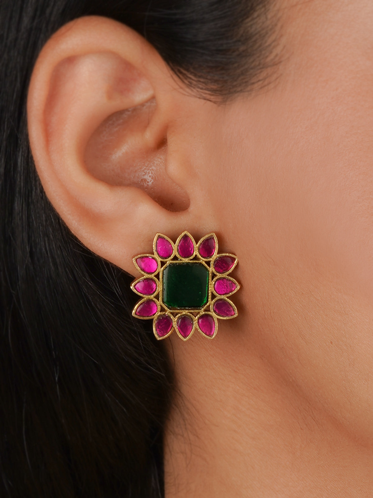 Gold Plated Jadau Kundan Necklace Set - MS2873