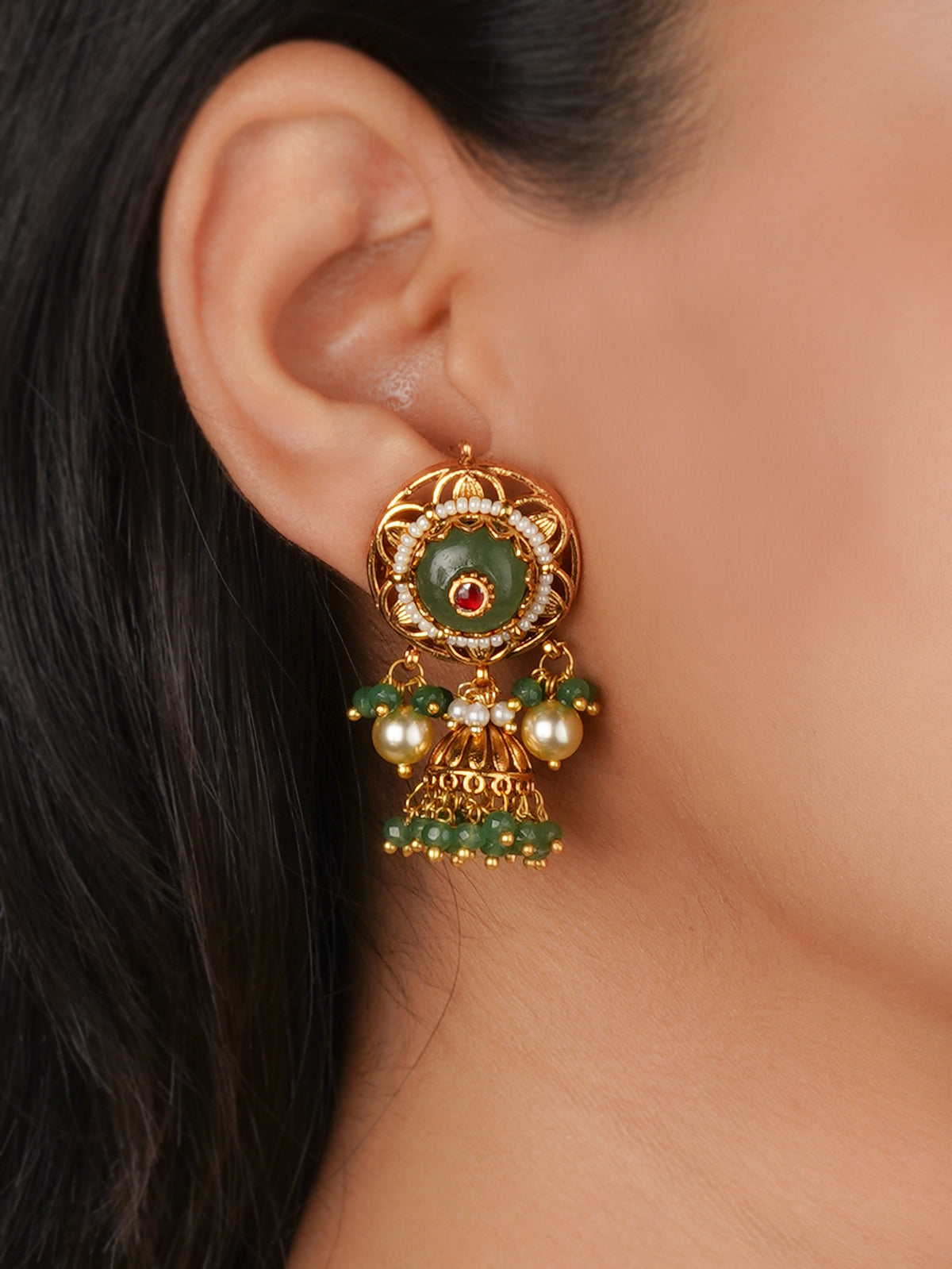 Gold Plated Jadau Kundan Necklace Set - MS2875