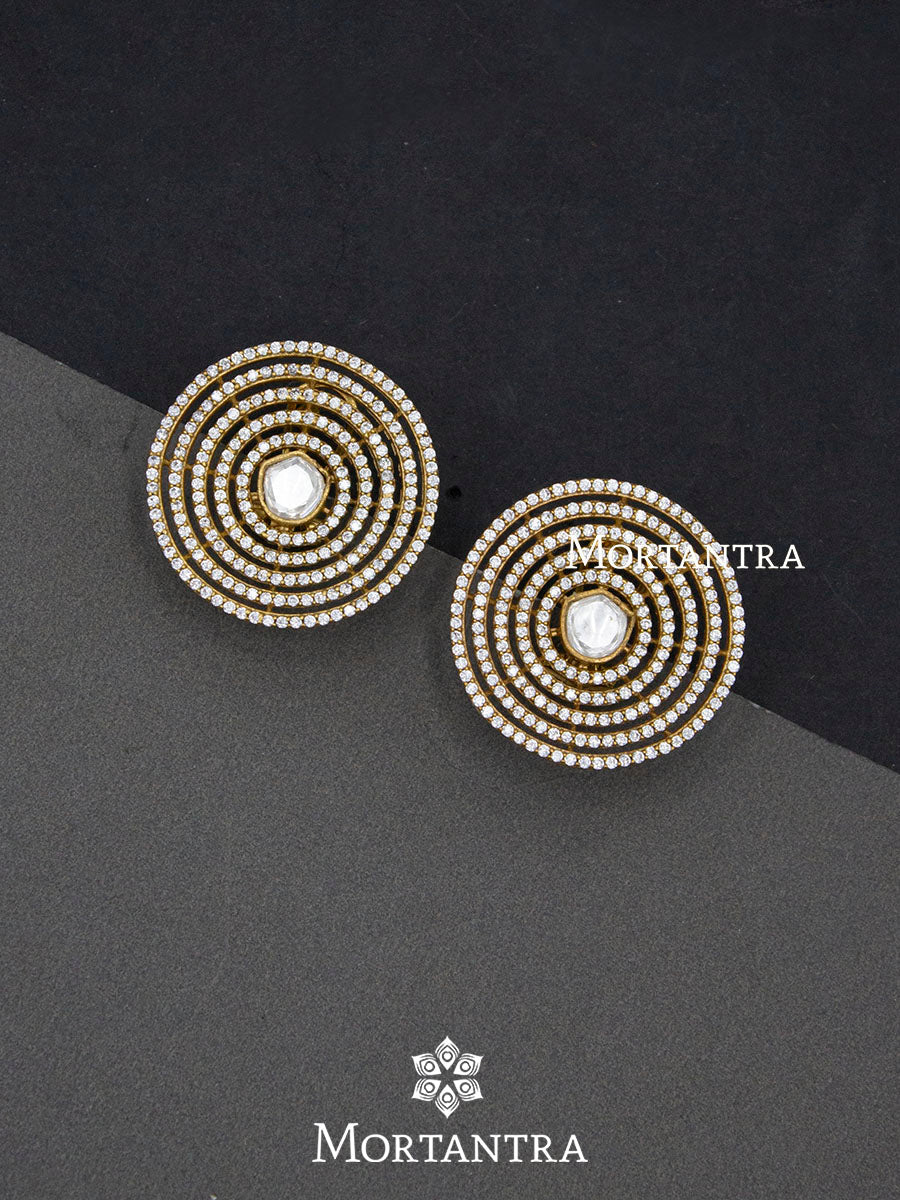 White Color Gold Plated Faux Polki Earrings - PK-E10
