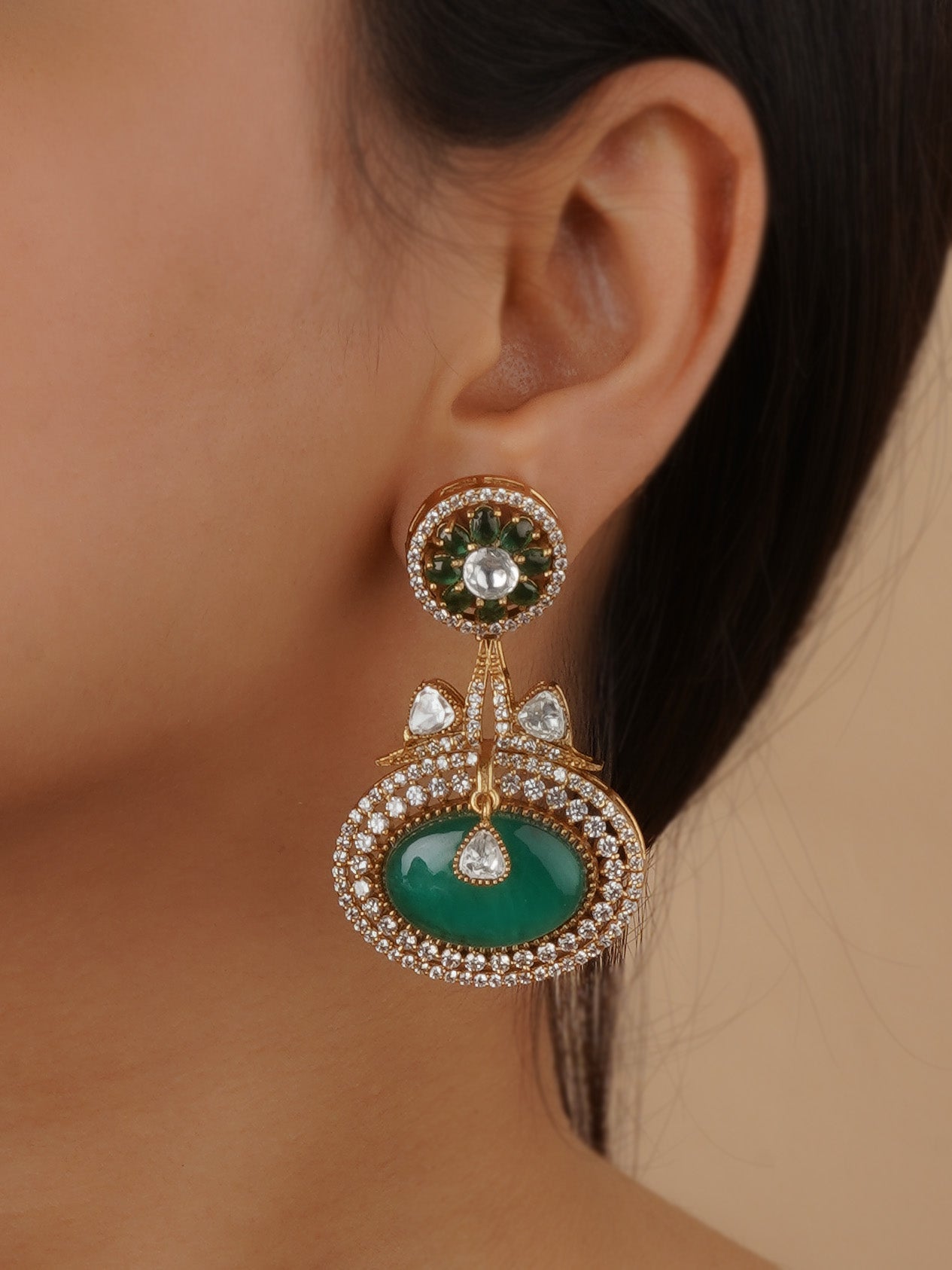 Gold Plated Faux Polki Earrings - PK-E62