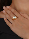 White Color Gold Plated Faux Polki Ring - PK-R49