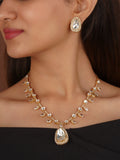 White Color Gold Plated Faux Polki Necklace Set - PK-S298