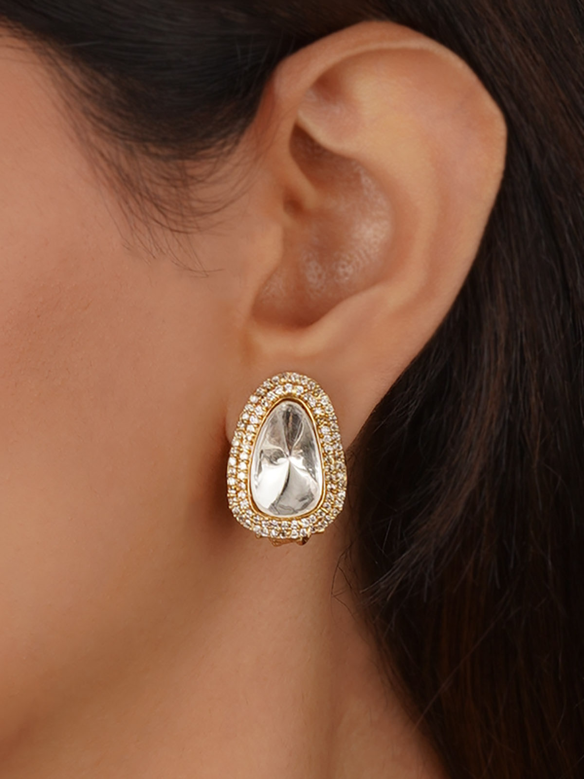 White Color Gold Plated Faux Polki Necklace Set - PK-S298