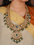 Blue Color Gold Plated Faux Polki Necklace Set - PK-S306BL