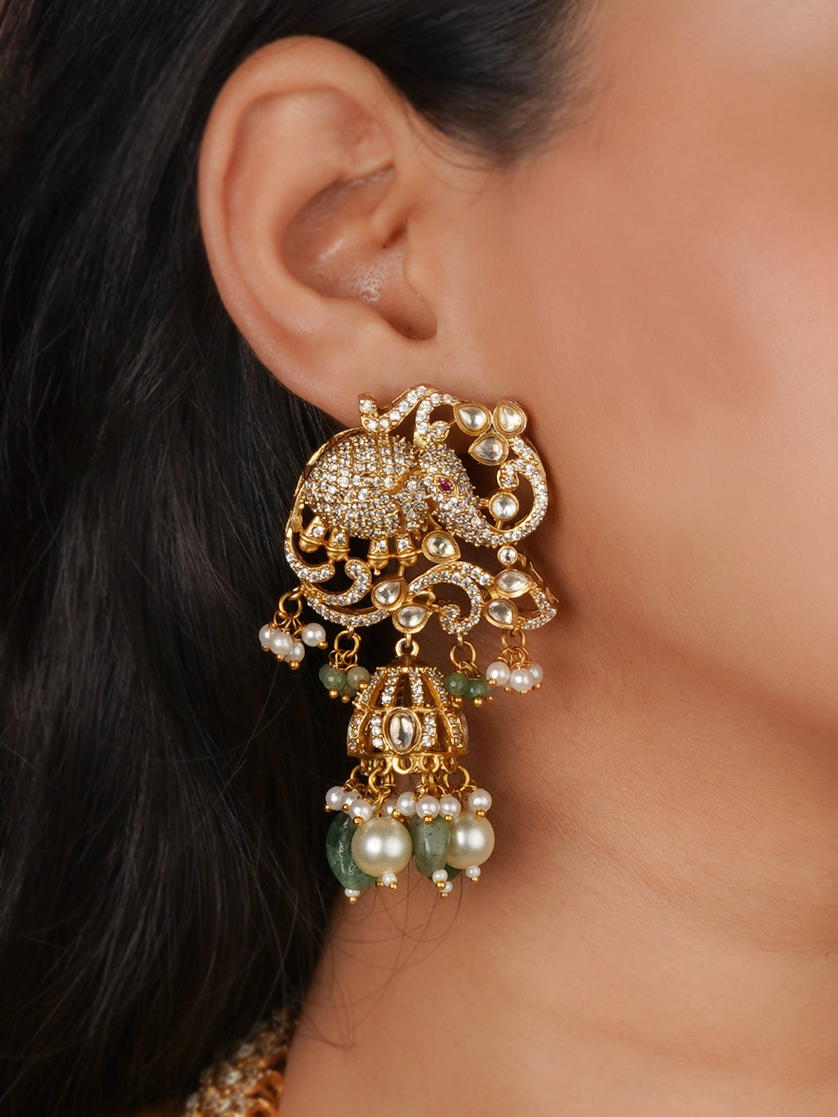 Blue Color Gold Plated Faux Polki Necklace Set - PK-S306BL